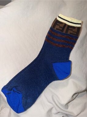 Fendi logo blue Glitter Crew Socks women s/m